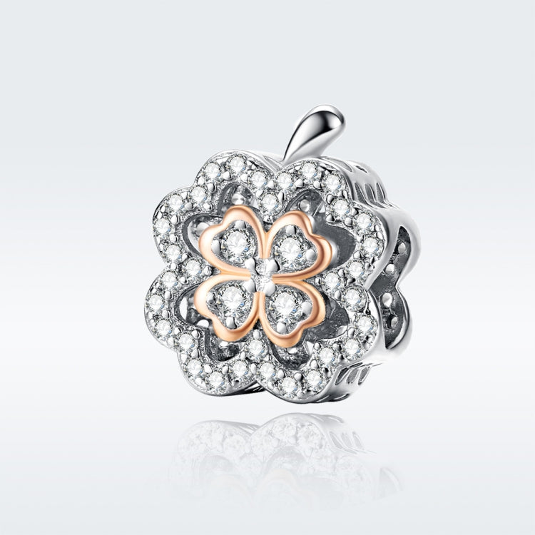 Accessori per bracciale fai-da-te in argento sterling S925 con quadrifoglio e zirconi, SCC1247