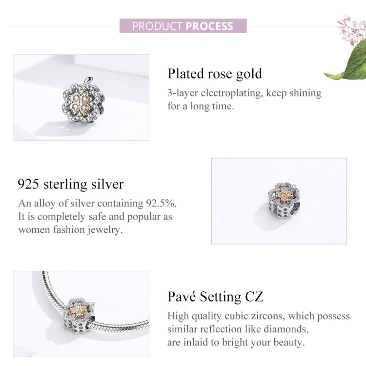 Accessori per bracciale fai-da-te in argento sterling S925 con quadrifoglio e zirconi, SCC1247