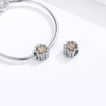 Accessori per bracciale fai-da-te in argento sterling S925 con quadrifoglio e zirconi, SCC1247