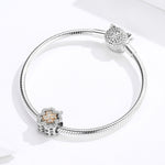 Accessori per bracciale fai-da-te in argento sterling S925 con quadrifoglio e zirconi, SCC1247