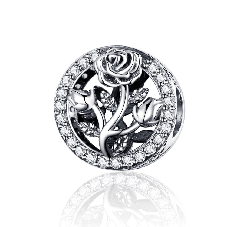 Perline fiori rosa in argento sterling 925 per bracciale