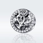 Accessori per bracciale fai da te con perline di fiori di rosa in argento sterling S925, SCC1189