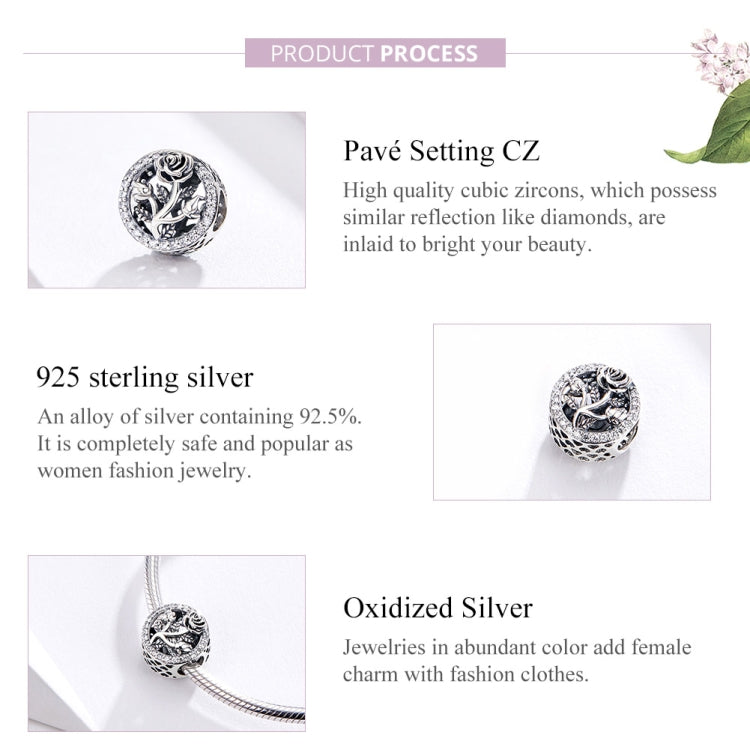 Accessori per bracciale fai da te con perline di fiori di rosa in argento sterling S925, SCC1189
