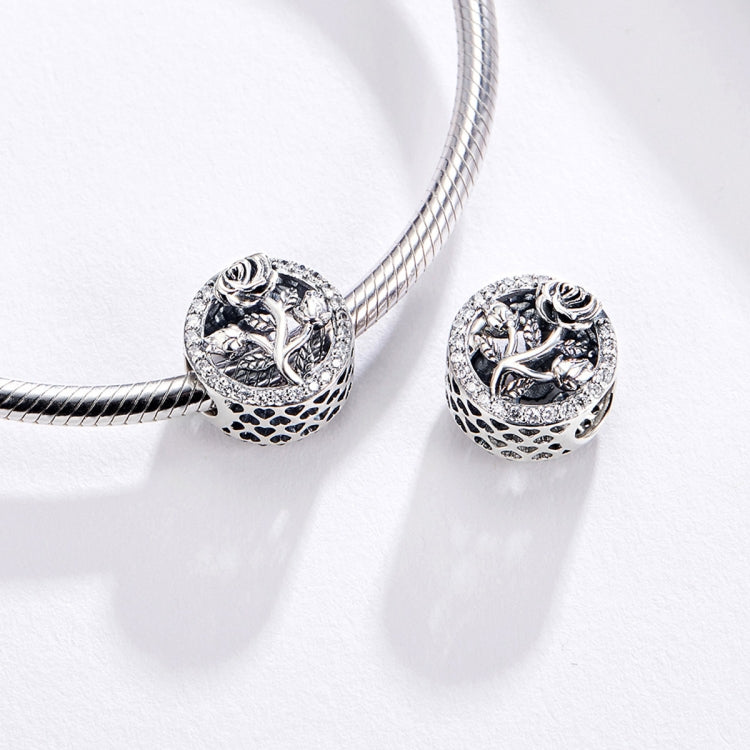 Accessori per bracciale fai da te con perline di fiori di rosa in argento sterling S925, SCC1189