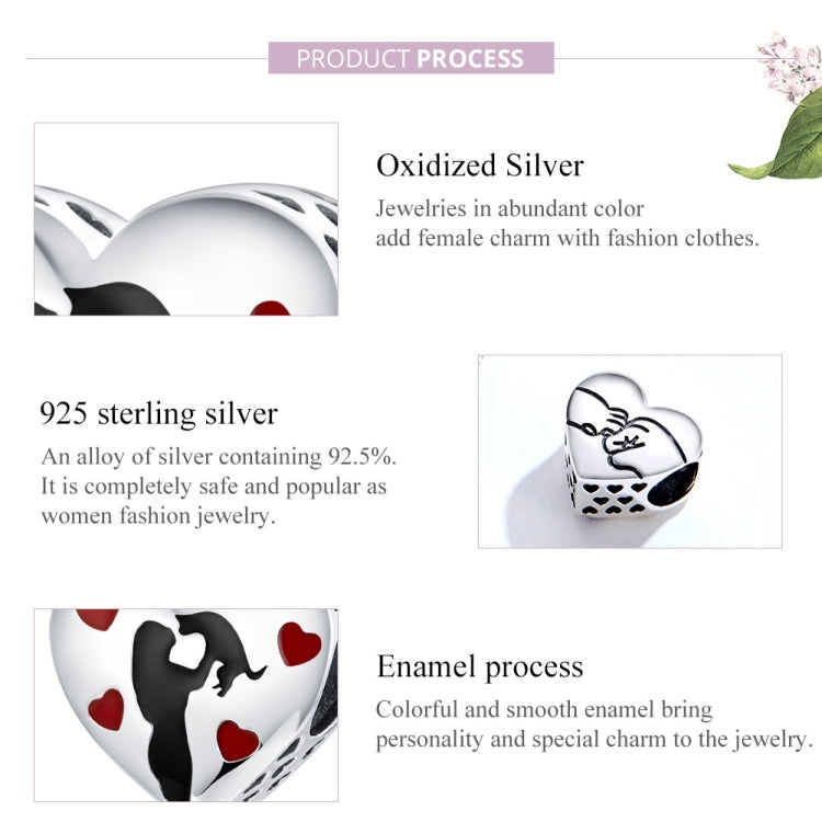 Accessori per bracciale fai da te con ciondolo ardentemente amore a forma di cuore in argento sterling S925, SCC1508