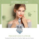 Accessori per bracciale fai da te con pendente mobile a forma di gufo in argento sterling S925 con zirconi blu, Pendant, Necklace+Pedndant