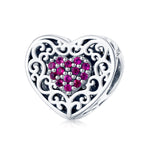 Accessori per bracciale fai da te con perline a forma di cuore in argento sterling S925, SCC1109
