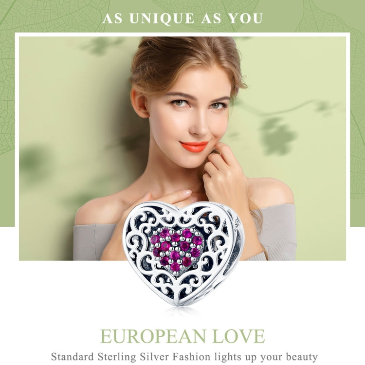 Accessori per bracciale fai da te con perline a forma di cuore in argento sterling S925, SCC1109