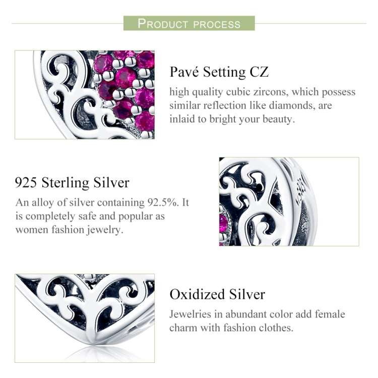 Accessori per bracciale fai da te con perline a forma di cuore in argento sterling S925, SCC1109
