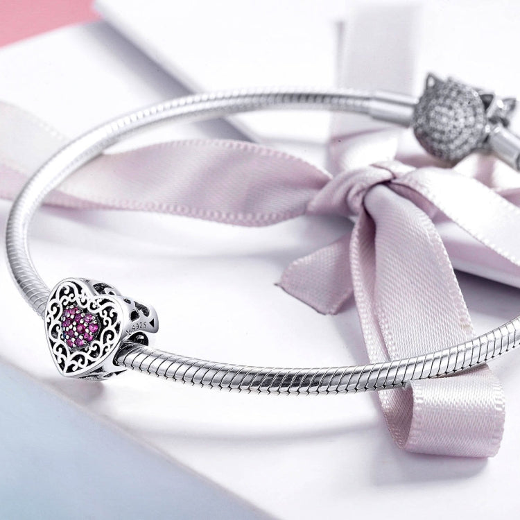 Accessori per bracciale fai da te con perline a forma di cuore in argento sterling S925, SCC1109