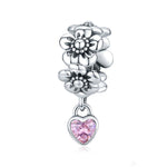 Accessori per bracciale fai da te con perline floreali in argento sterling S925, SCC1485