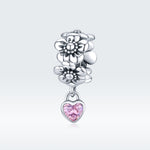 Accessori per bracciale fai da te con perline floreali in argento sterling S925, SCC1485