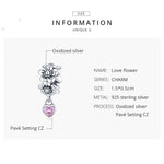 Accessori per bracciale fai da te con perline floreali in argento sterling S925, SCC1485