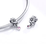 Accessori per bracciale fai da te con perline floreali in argento sterling S925, SCC1485