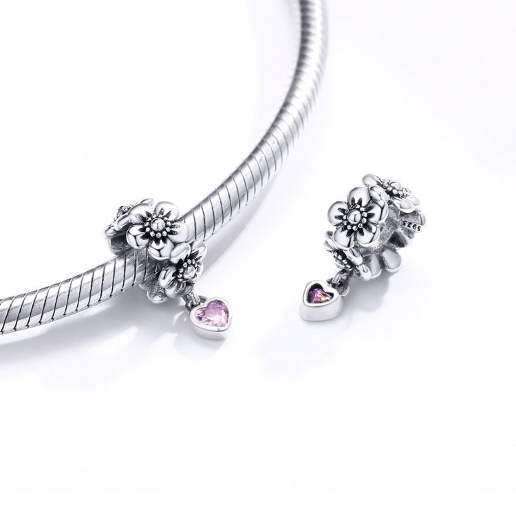 Accessori per bracciale fai da te con perline floreali in argento sterling S925, SCC1485