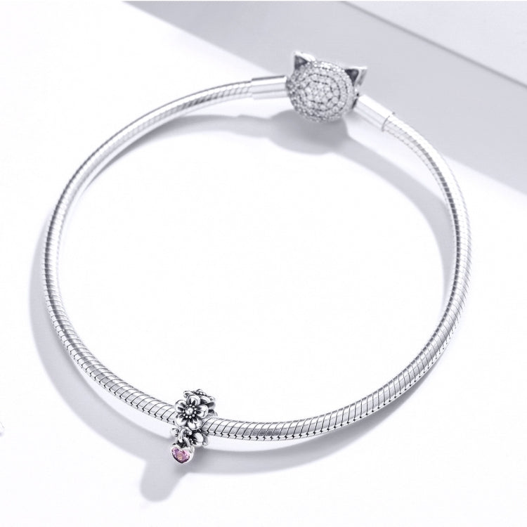 Accessori per bracciale fai da te con perline floreali in argento sterling S925, SCC1485