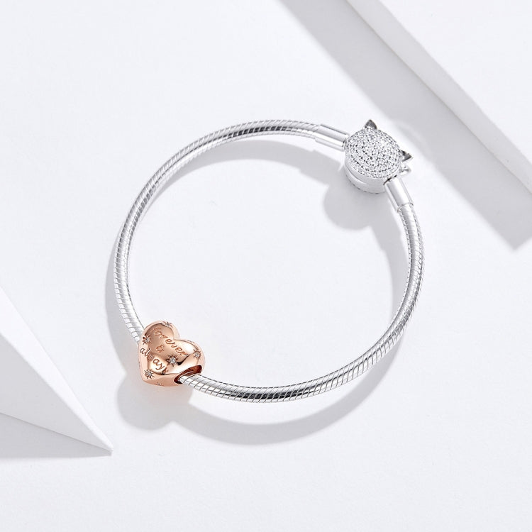 Accessori per braccialetti fai da te con perline sciolte a forma di cuore dorate in argento sterling S925