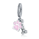 Accessori per bracciale fai da te con perline di diamanti con impronta di cane in argento sterling S925