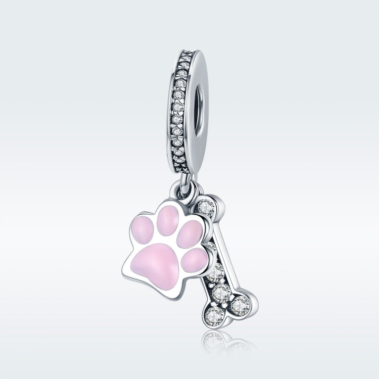 Accessori per bracciale fai da te con perline di diamanti con impronta di cane in argento sterling S925