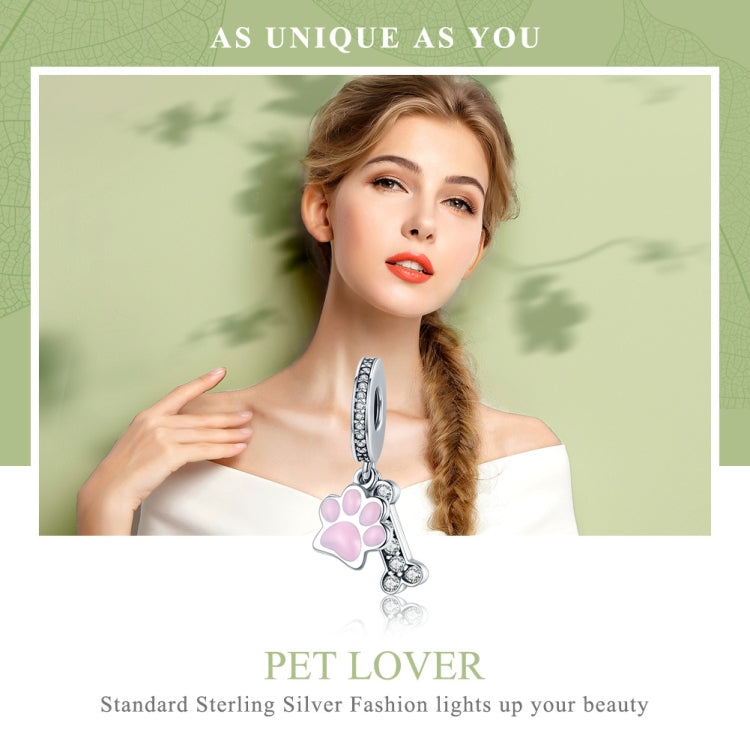 Accessori per bracciale fai da te con perline di diamanti con impronta di cane in argento sterling S925