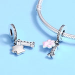 Accessori per bracciale fai da te con perline di diamanti con impronta di cane in argento sterling S925