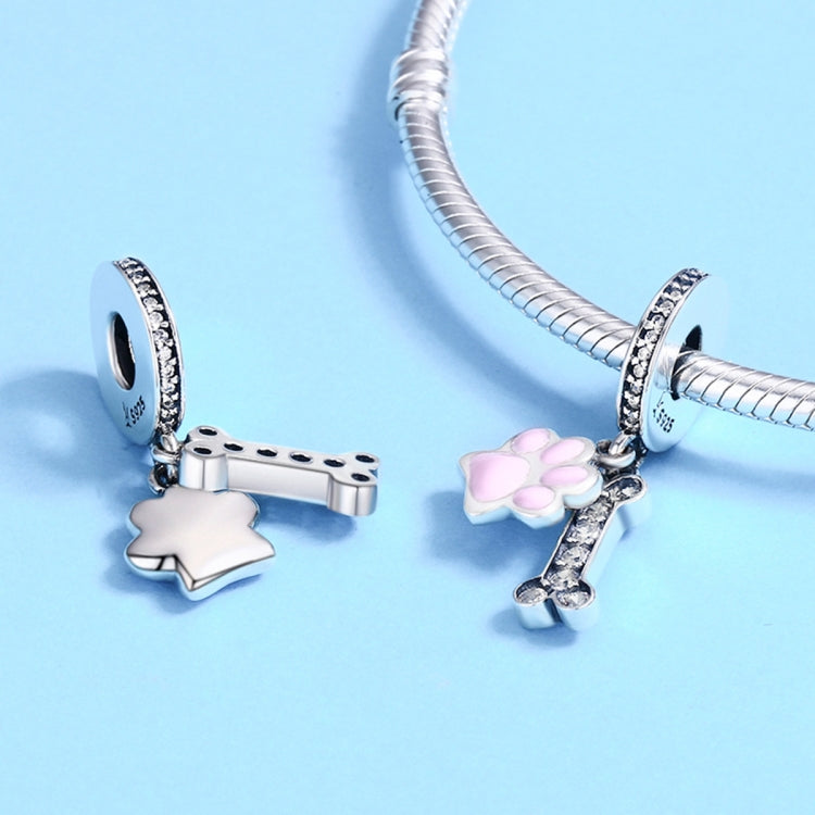 Accessori per bracciale fai da te con perline di diamanti con impronta di cane in argento sterling S925
