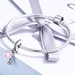 Accessori per bracciale fai da te con perline di diamanti con impronta di cane in argento sterling S925
