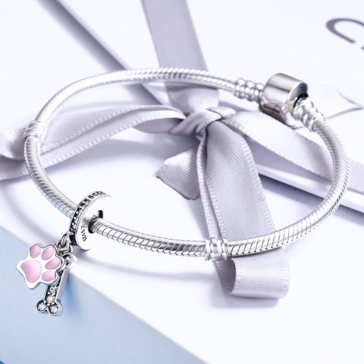 Accessori per bracciale fai da te con perline di diamanti con impronta di cane in argento sterling S925