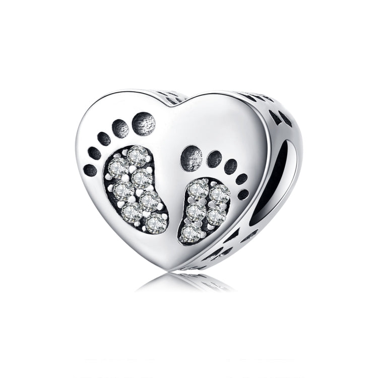 Bracciale fai da te con perline sfuse in argento sterling S925 con impronta a forma di cuore, perline in argento, SCC1395
