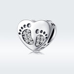 Bracciale fai da te con perline sfuse in argento sterling S925 con impronta a forma di cuore, perline in argento, SCC1395