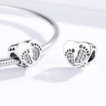 Bracciale fai da te con perline sfuse in argento sterling S925 con impronta a forma di cuore, perline in argento, SCC1395