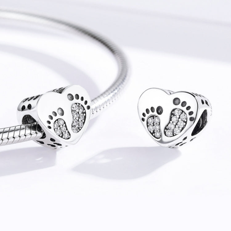 Bracciale fai da te con perline sfuse in argento sterling S925 con impronta a forma di cuore, perline in argento, SCC1395