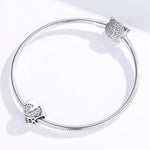 Bracciale fai da te con perline sfuse in argento sterling S925 con impronta a forma di cuore, perline in argento, SCC1395