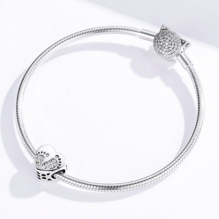 Bracciale fai da te con perline sfuse in argento sterling S925 con impronta a forma di cuore, perline in argento, SCC1395