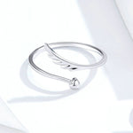 Anello aperto con ali d'angelo in argento sterling S925 Anello aperto placcato in oro bianco, SCR567
