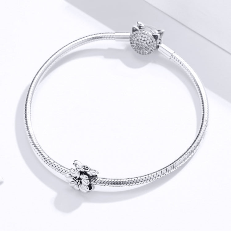 Accessori per bracciale fai da te con perline sciolte in argento sterling S925 con perline floreali, SCC1486