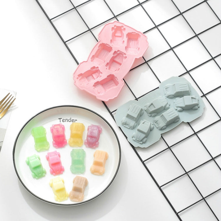 6 pezzi creativi per torta al cioccolato, 3D, per auto, cartoni animati, per uso domestico, in silicone, per cuocere il ghiaccio, 3D Car Shape (Blue), 3D Car Shape(Pink)