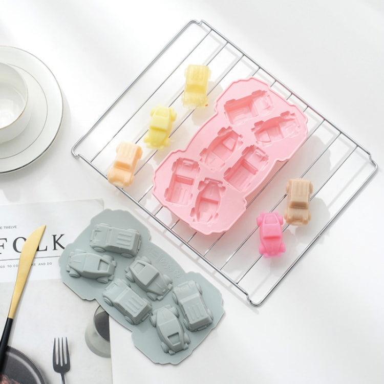 6 pezzi creativi per torta al cioccolato, 3D, per auto, cartoni animati, per uso domestico, in silicone, per cuocere il ghiaccio, 3D Car Shape (Blue), 3D Car Shape(Pink)