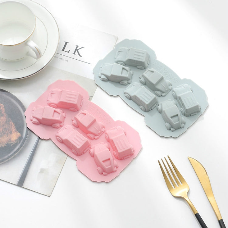 6 pezzi creativi per torta al cioccolato, 3D, per auto, cartoni animati, per uso domestico, in silicone, per cuocere il ghiaccio, 3D Car Shape (Blue), 3D Car Shape(Pink)