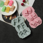 6 pezzi creativi per torta al cioccolato, 3D, per auto, cartoni animati, per uso domestico, in silicone, per cuocere il ghiaccio, 3D Car Shape (Blue), 3D Car Shape(Pink)