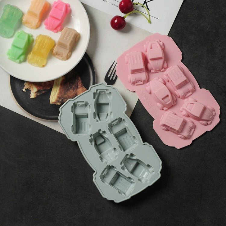 6 pezzi creativi per torta al cioccolato, 3D, per auto, cartoni animati, per uso domestico, in silicone, per cuocere il ghiaccio, 3D Car Shape (Blue), 3D Car Shape(Pink)