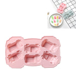 6 pezzi creativi per torta al cioccolato, 3D, per auto, cartoni animati, per uso domestico, in silicone, per cuocere il ghiaccio, 3D Car Shape (Blue), 3D Car Shape(Pink)