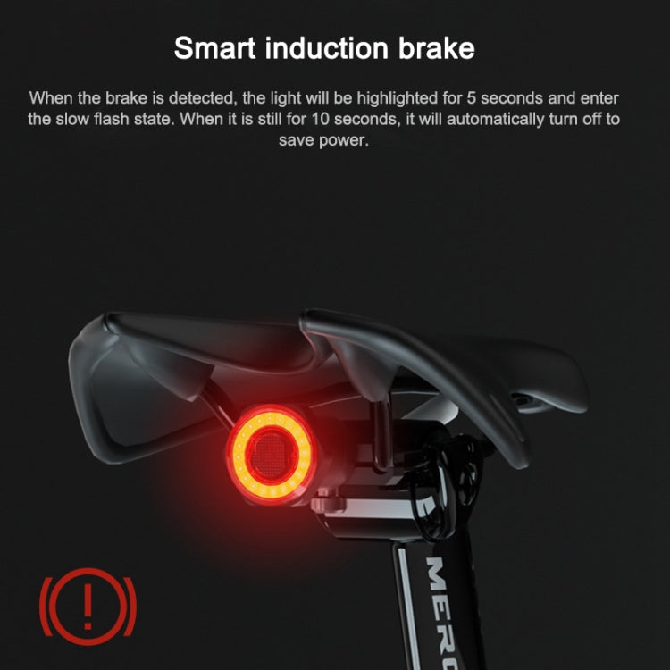 MEROCA MX2 Fanale posteriore per freno con sensore intelligente Luce per mountain bike Ricarica USB Fanale posteriore per guida notturna per bici da strada, Seat Cushion Installation Black, Seat Cushion Installation Coloful                             ...