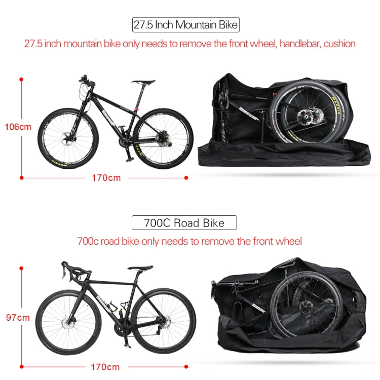 Borsa da carico per mountain bike da strada Rhinowalk da 26 pollici / 27,5 pollici Borsa di stoccaggio di grande capacità, RM261
