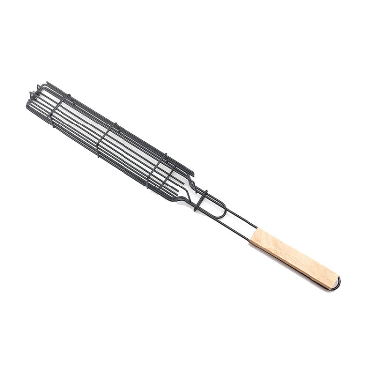2 pz. Gabbia per barbecue per hot dog, clip per barbecue per salsicce, clip per barbecue, manico in legno, griglia per barbecue, Wood color, Red