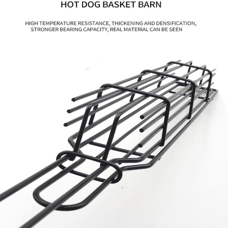 2 pz. Gabbia per barbecue per hot dog, clip per barbecue per salsicce, clip per barbecue, manico in legno, griglia per barbecue, Wood color, Red