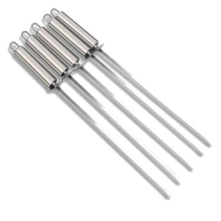 Set 5 perni barbecue in acciaio inox con manico termico