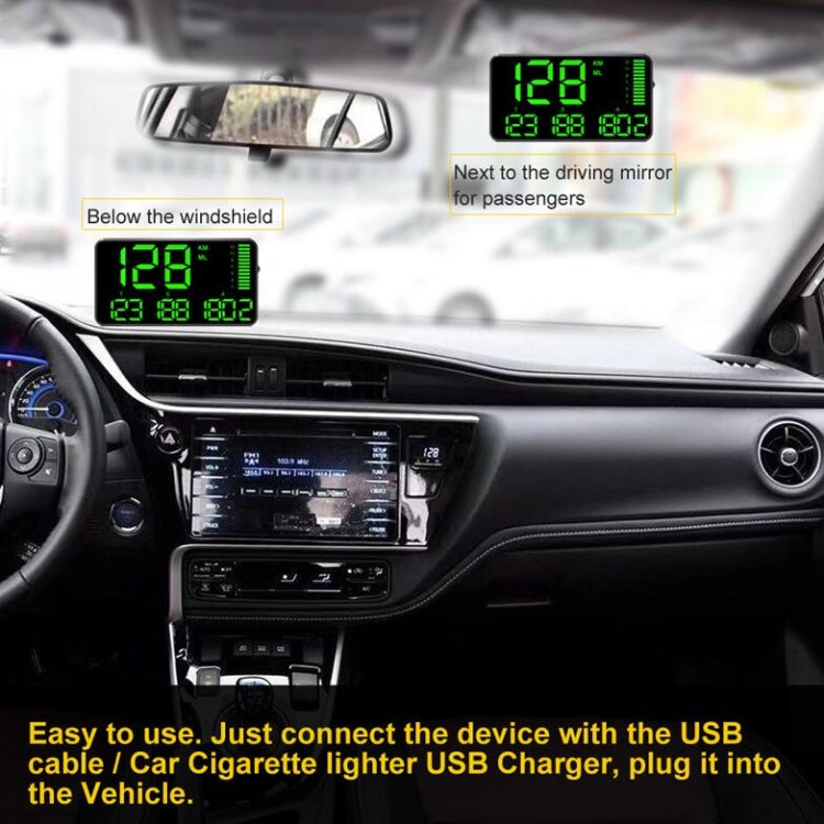 Kingneed C90 HUD da 5,5 pollici Head-up Display GPS per auto misuratore di velocità chilometraggio universale allarme di eccesso di velocità/misurazione della velocità satellitare GPS, C90 5.5inch