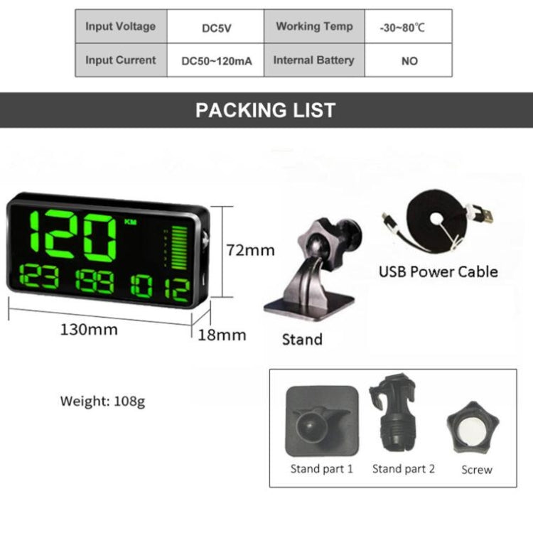 Kingneed C90 HUD da 5,5 pollici Head-up Display GPS per auto misuratore di velocità chilometraggio universale allarme di eccesso di velocità/misurazione della velocità satellitare GPS, C90 5.5inch