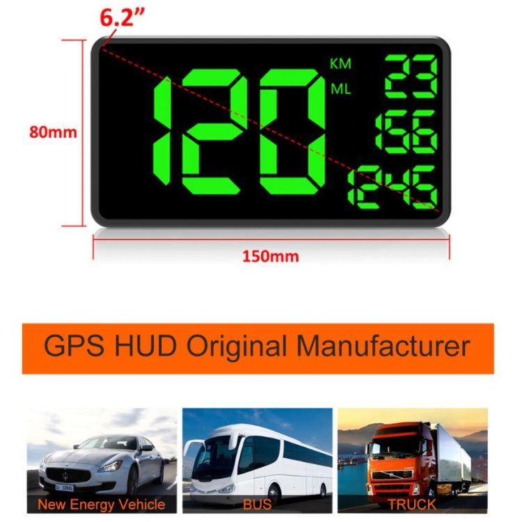 C1090 HUD da 6,2 pollici Head-up Display GPS per auto misuratore di velocità chilometraggio universale allarme di eccesso di velocità/misurazione della velocità satellitare GPS, C1090  6.2 inch